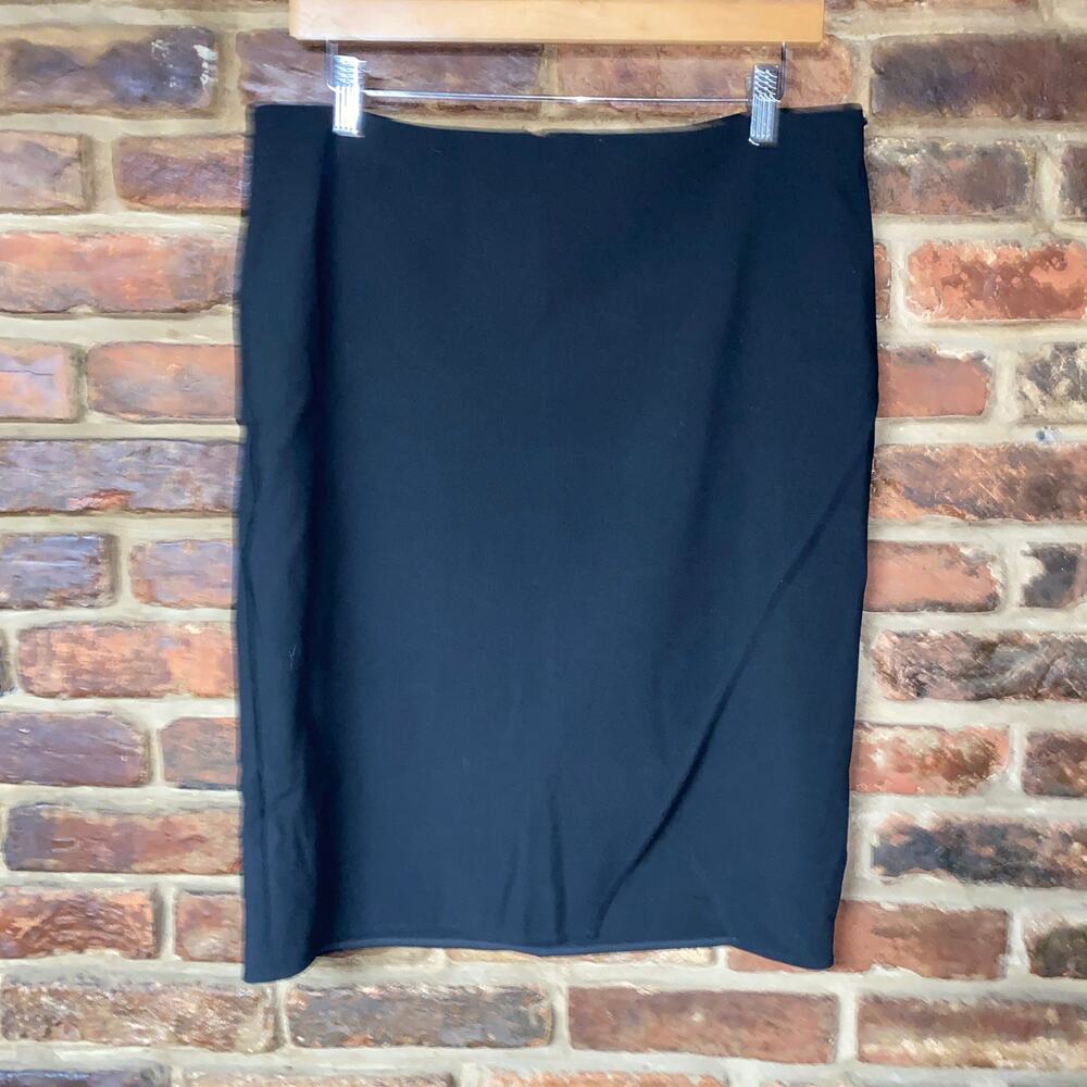 DKNY Black Knit Cross-Over Front Midi Straight Pencil Skirt Women's Size 10